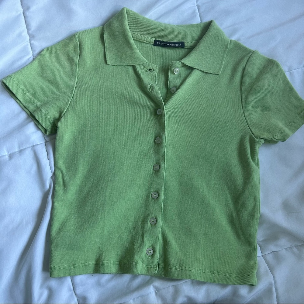 Brandy Melville light green button crop top